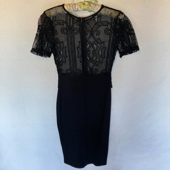 Zara Dresses & Skirts - Zara Sheer Lace Bodice Sheath Dress with Short Sleeves sz S NWT